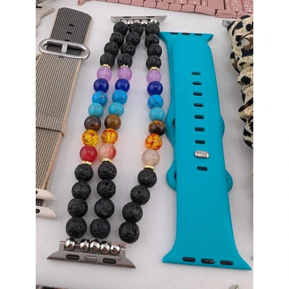Apple Watch Band Lot of 12 - Beaded, Silicone, Stretch, Link 42,44,45mm